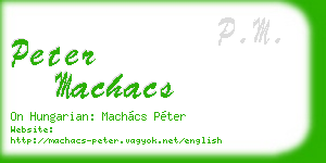 peter machacs business card